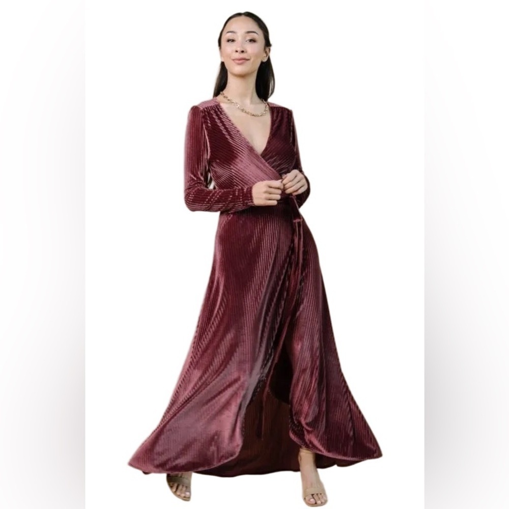 BALTIC BORN Size Small Jada Ribbed Velvet Wrap Dress NWT